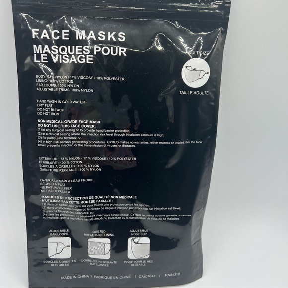 NEW Cyrus Houndstooth Checkered Fur Face Mask Adult Size w/ Nose Clip - Picture 5 of 5